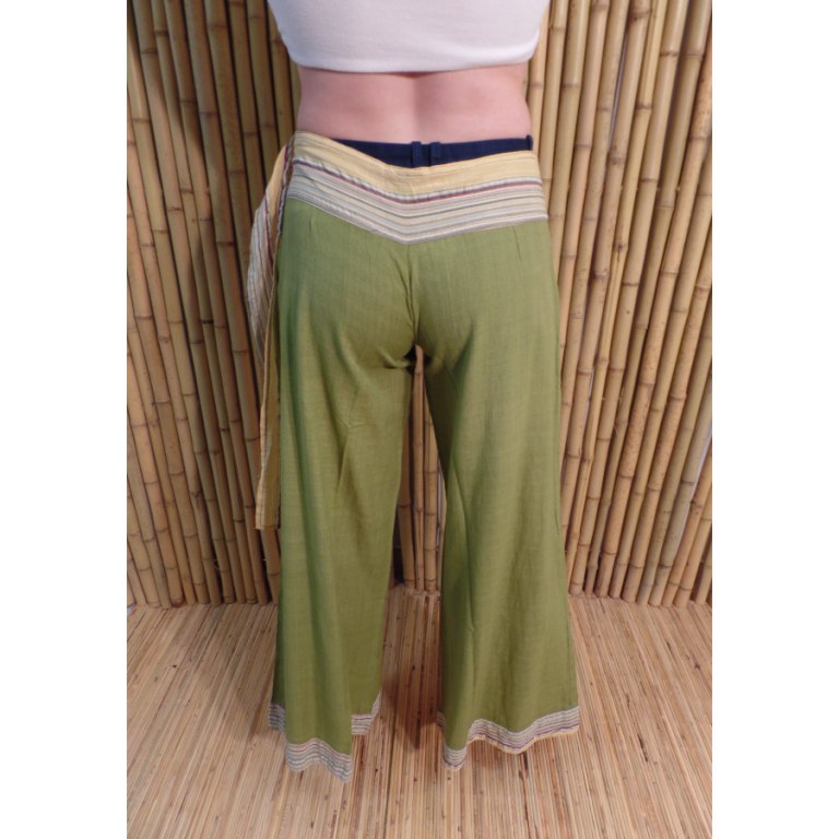 Pantalon Kaski vert ceinture claire