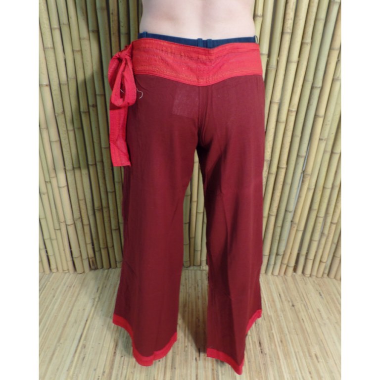 Pantalon Kaski bordeaux ceinture rouge