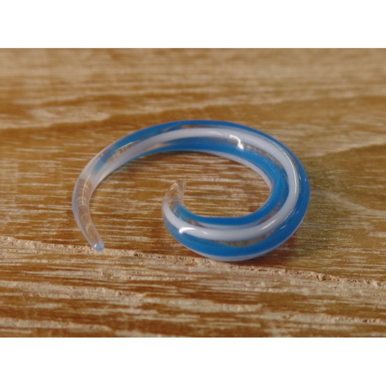 Elargisseur d'oreille spirale blanc/bleu