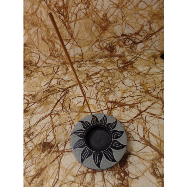 Porte encens fleur noir/gris 