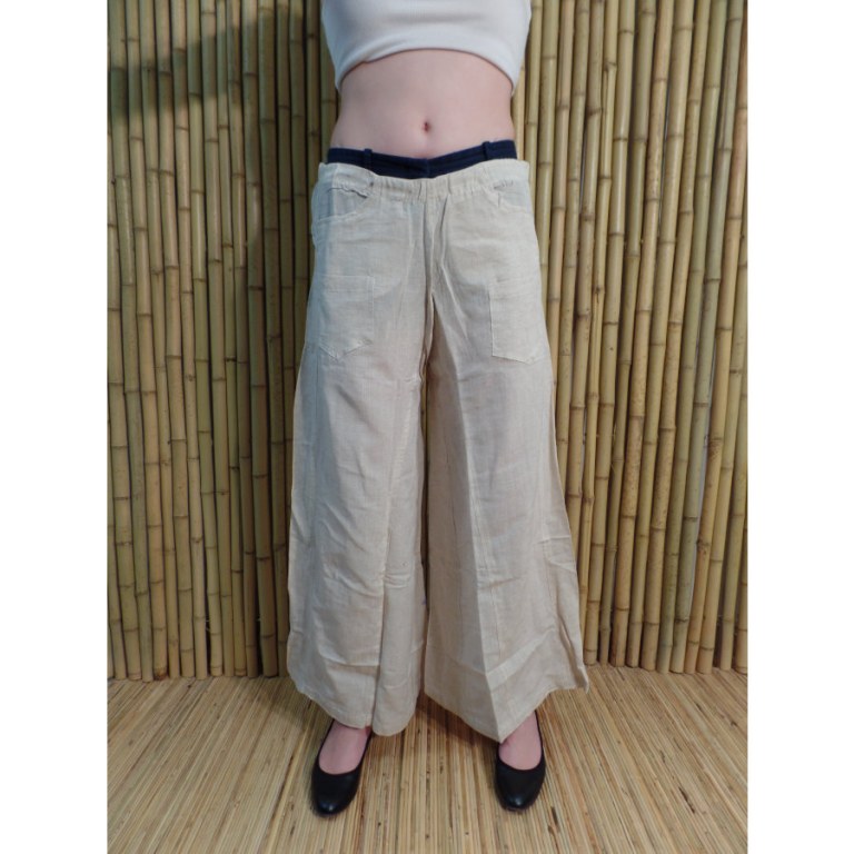 Pantalon taille basse écru