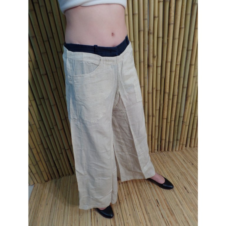 Pantalon taille basse écru