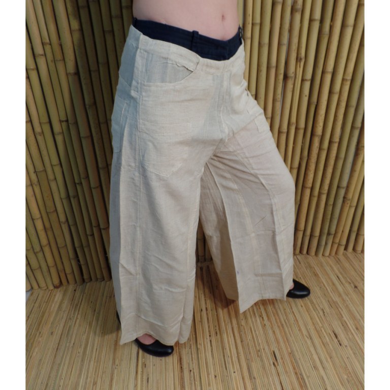 Pantalon taille basse écru