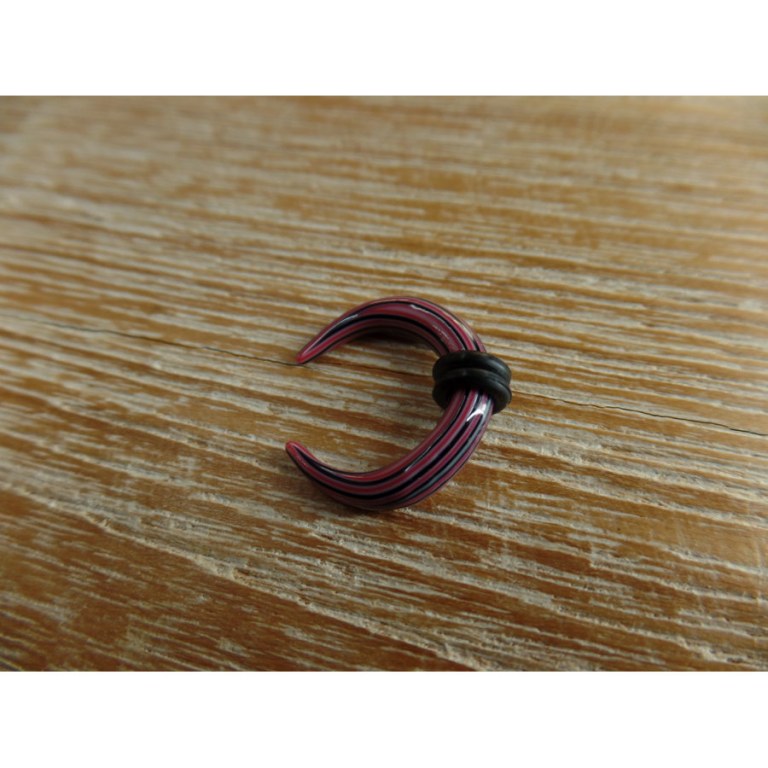 Elargisseur d'oreille demi lune noir/rose