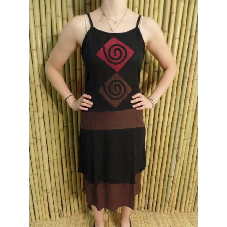 Robe d'été noire/marron motifs spirales