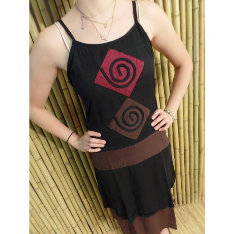 Robe d'été noire/marron motifs spirales
