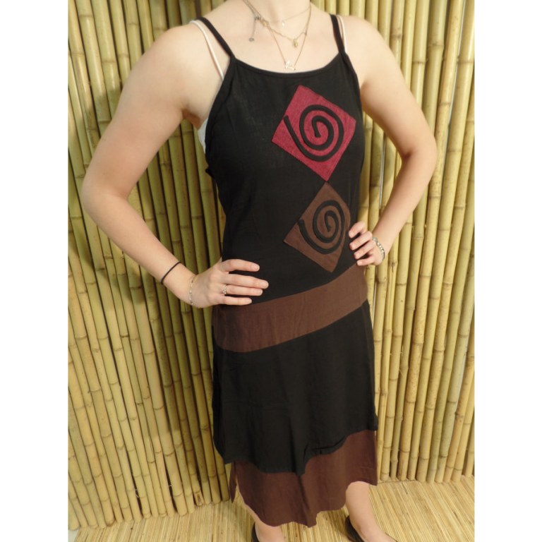 Robe d'été noire/marron motifs spirales