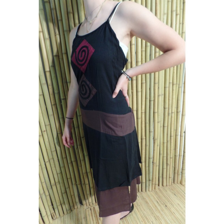 Robe d'été noire/marron motifs spirales