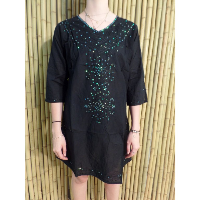 Chemisier kurta longue noir