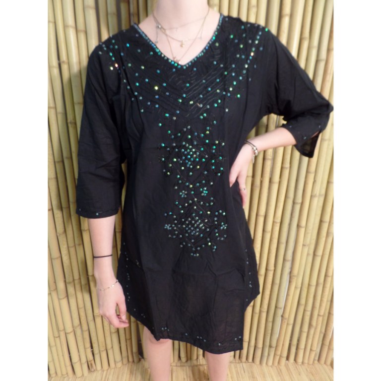 Chemisier kurta longue noir