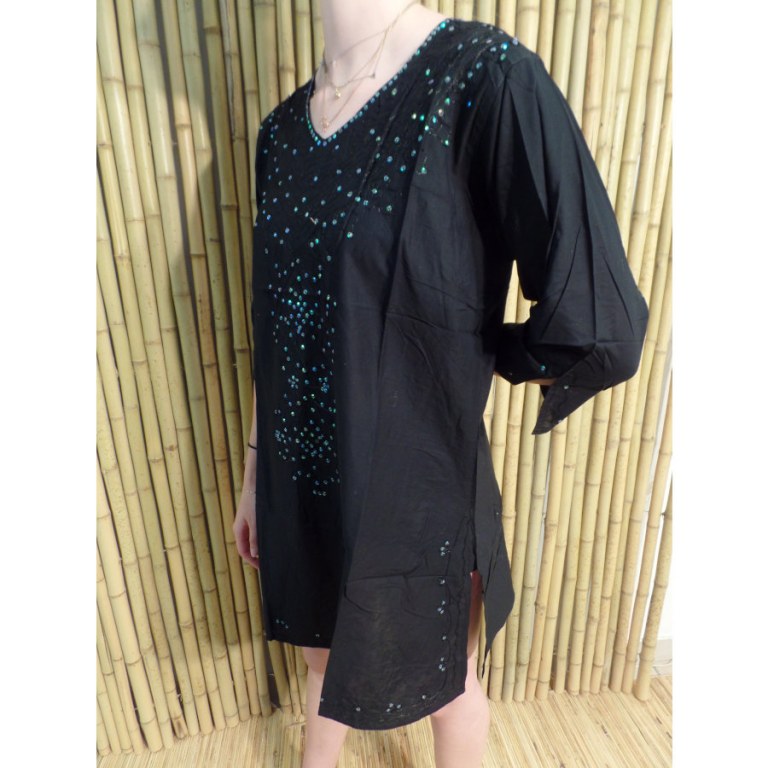 Chemisier kurta longue noir