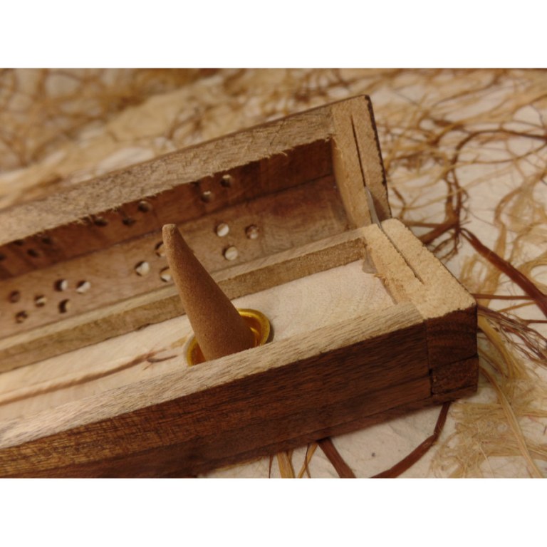 Boite coffre pyra porte encens bois 