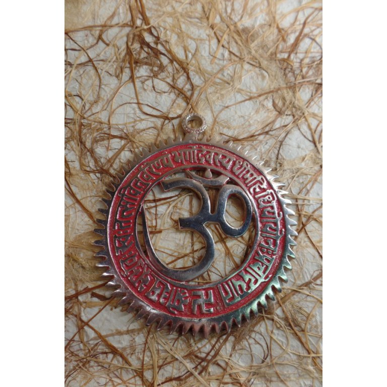 Aum mural gayatri mantra argent/rouge