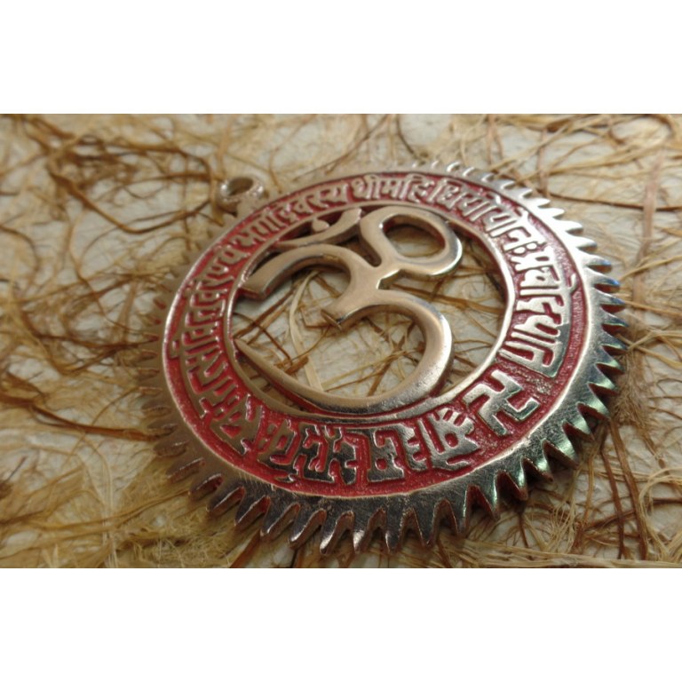 Aum mural gayatri mantra argent/rouge