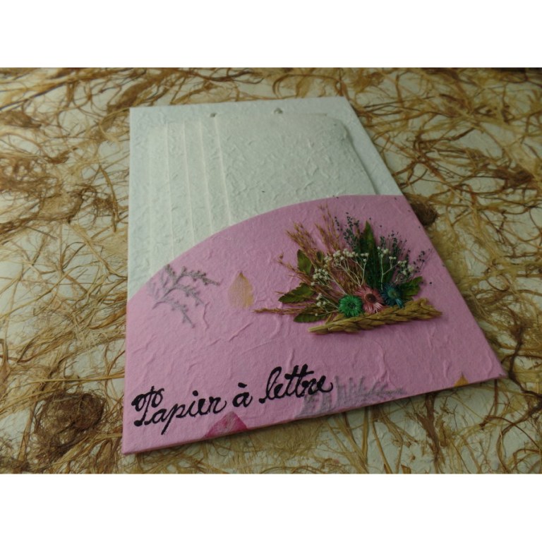 Set courrier rose fleurs séchées