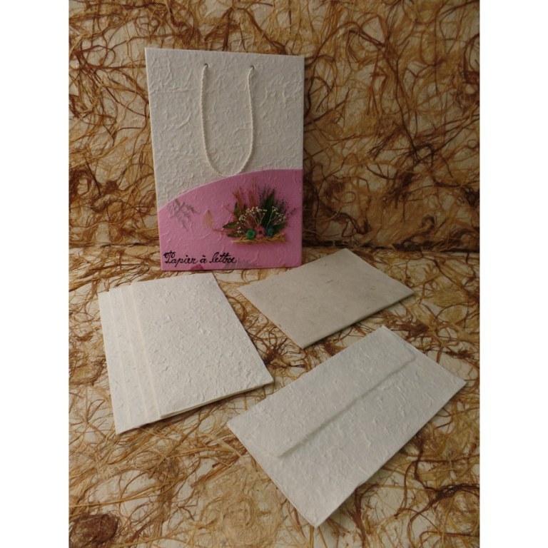 Set courrier rose fleurs séchées