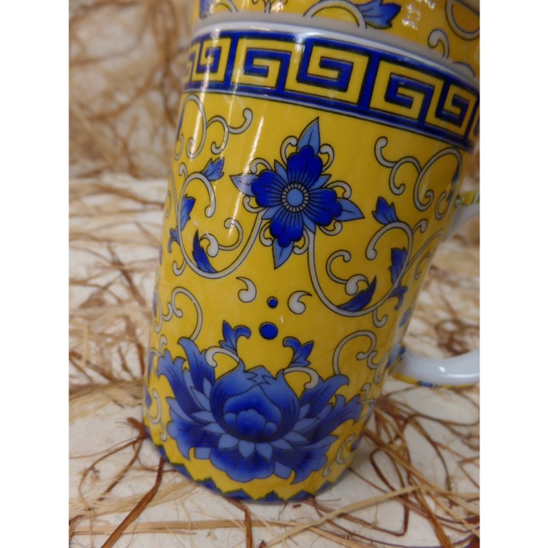Tisanière jaune lotus bleu