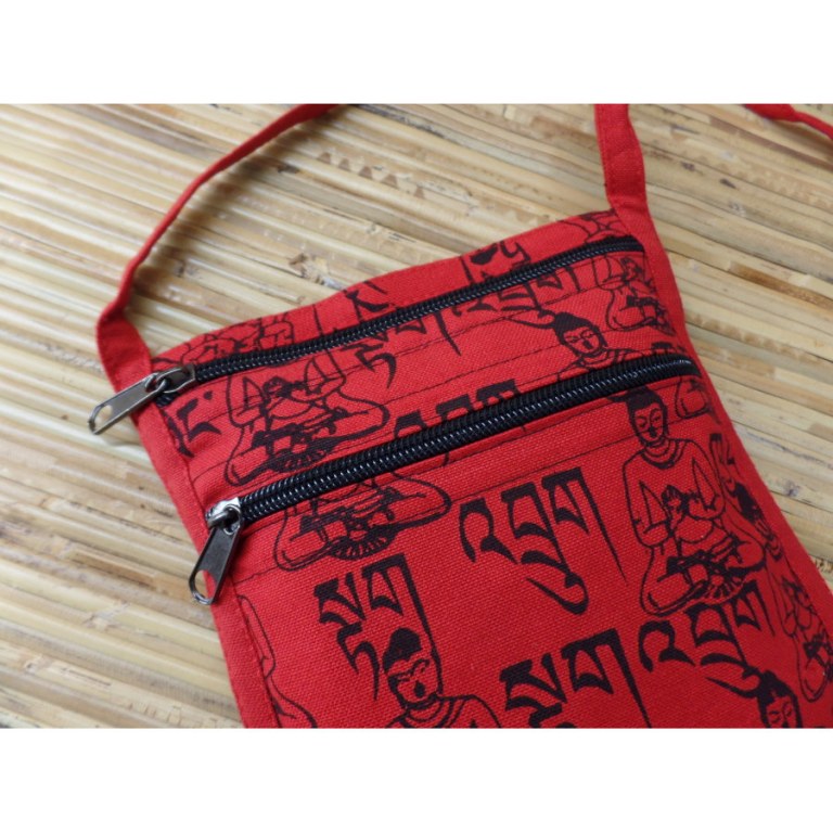 Sac passeport rouge sanscrit Bouddha 