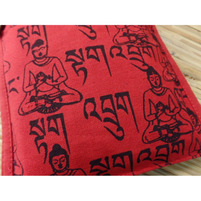 Sac passeport rouge sanscrit Bouddha 