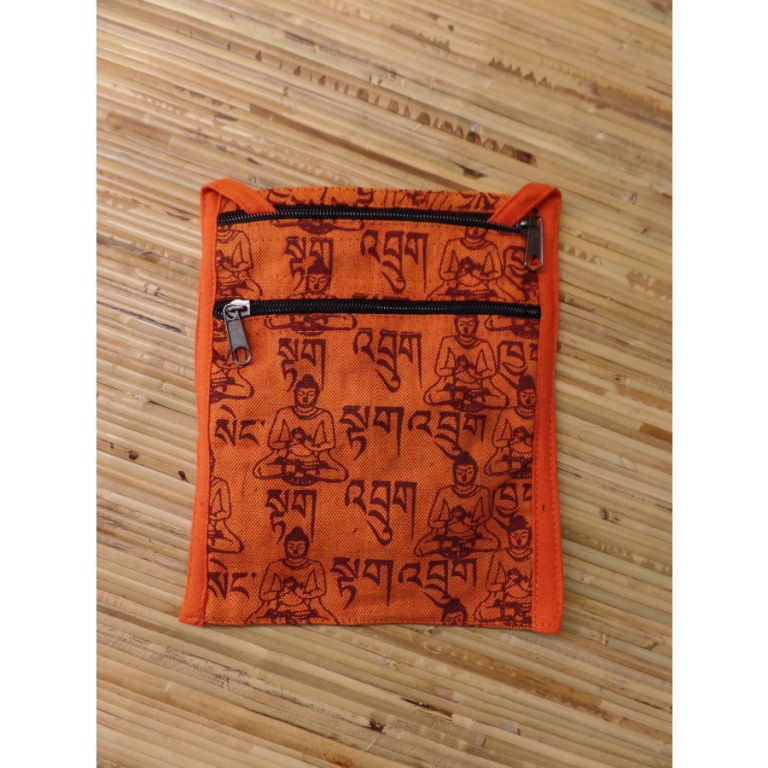 Sac passeport orange sanscrit Bouddha 