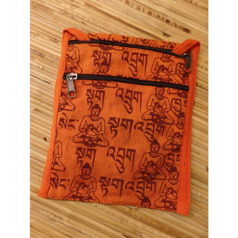 Sac passeport orange sanscrit Bouddha 