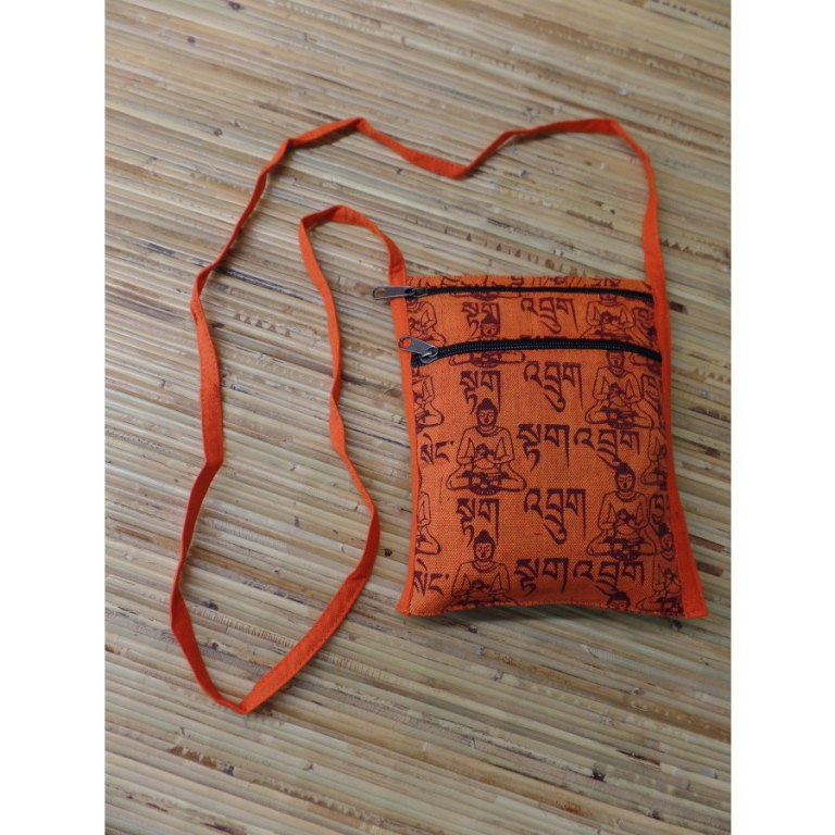 Sac passeport orange sanscrit Bouddha 