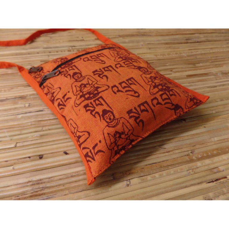 Sac passeport orange sanscrit Bouddha 