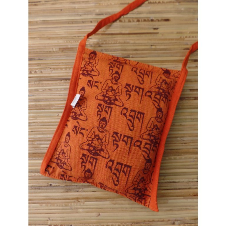 Sac passeport orange sanscrit Bouddha 