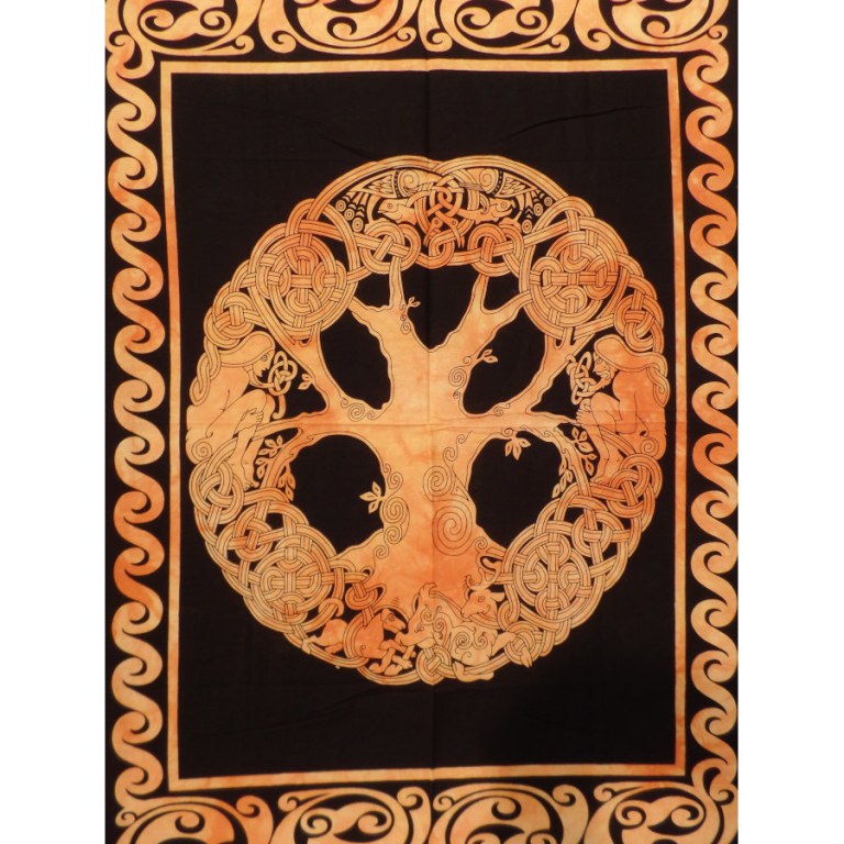 Tenture mini arbre de vie celte délavé orange