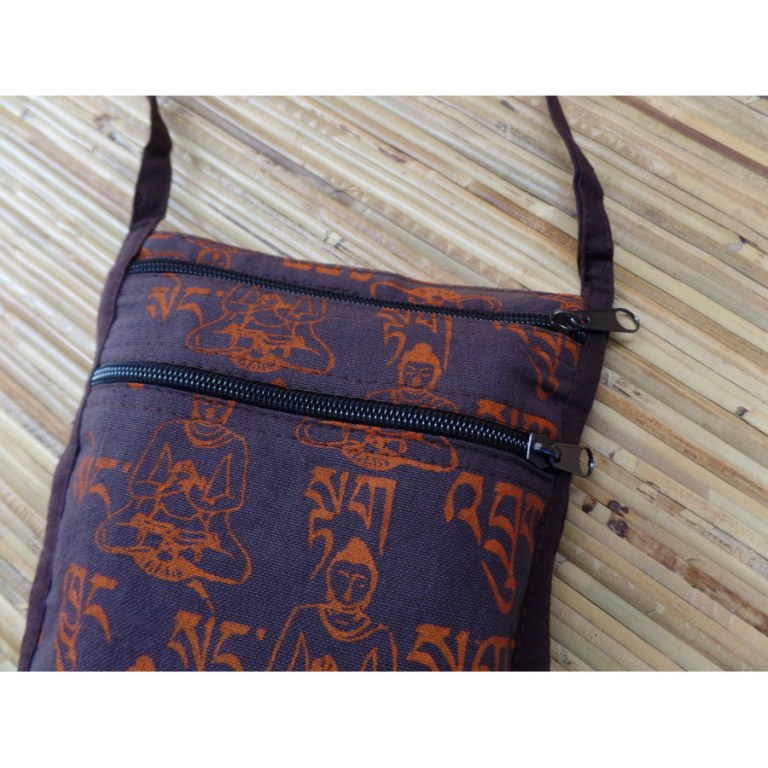 Sac passeport marron sanscrit Bouddha 