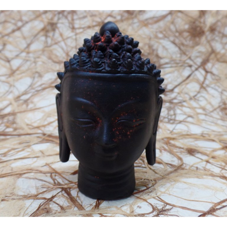 Tête Bouddha terre cuite noire/rouge