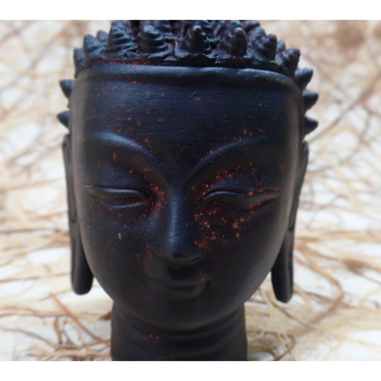 Tête Bouddha terre cuite noire/rouge