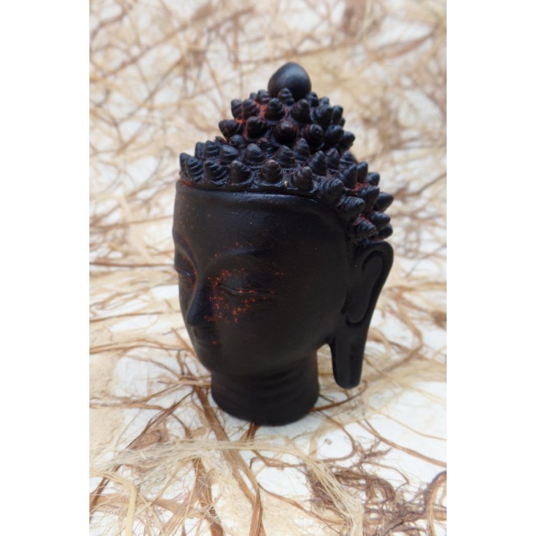 Tête Bouddha terre cuite noire/rouge