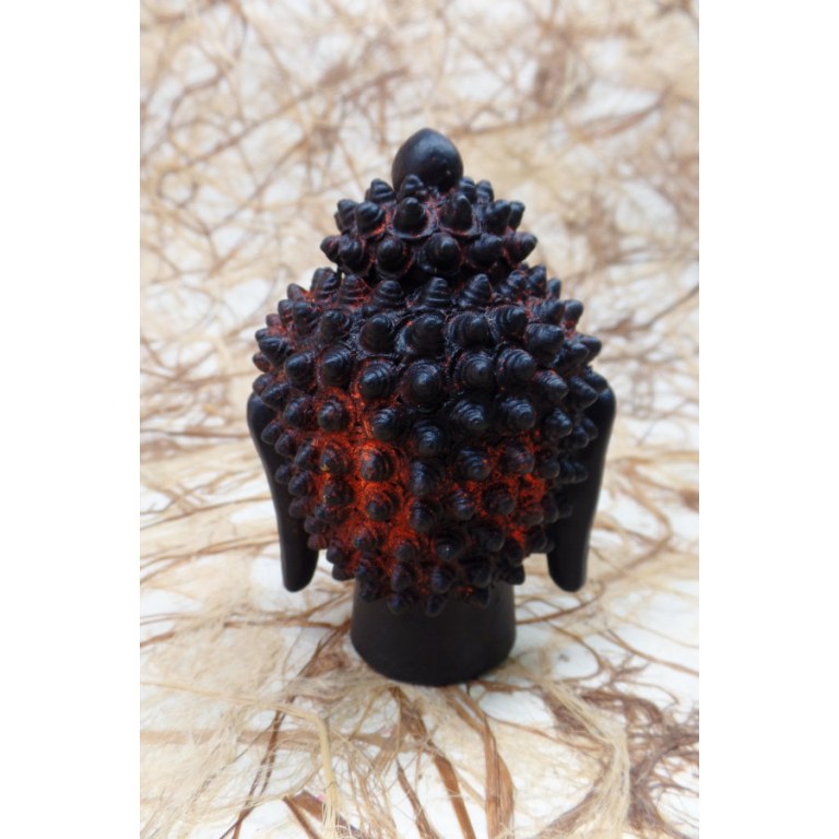 Tête Bouddha terre cuite noire/rouge