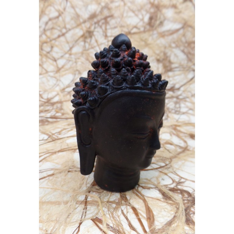 Tête Bouddha terre cuite noire/rouge