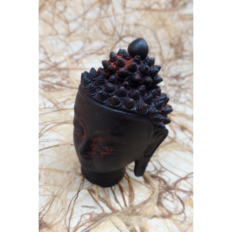 Tête Bouddha terre cuite noire/rouge