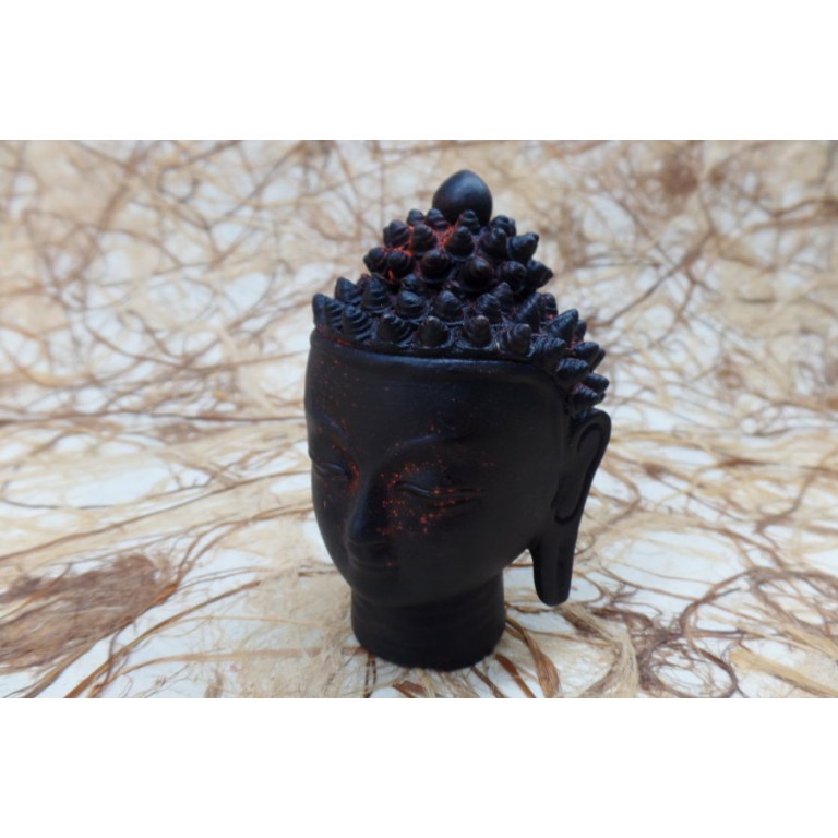 Tête Bouddha terre cuite noire/rouge