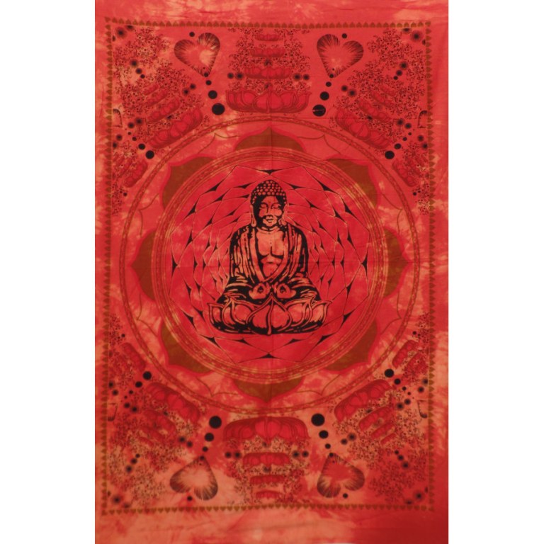 Petite tenture lotus Bouddha orange foncé