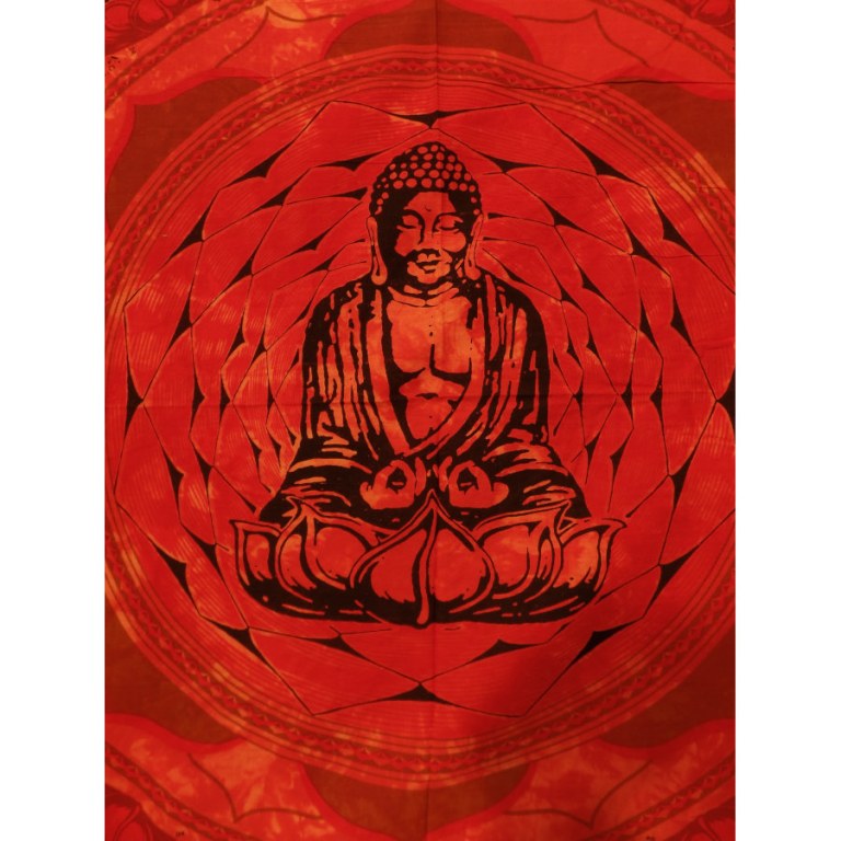 Petite tenture lotus Bouddha orange foncé