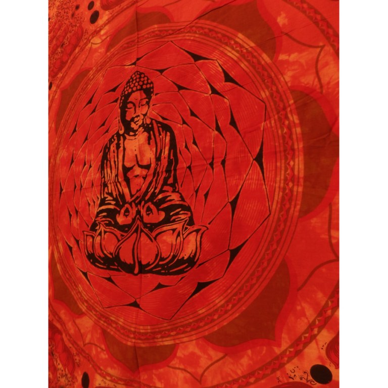 Petite tenture lotus Bouddha orange foncé