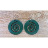Boucles d'oreilles rondes spirale verte