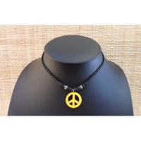 Collier peace & love jaune