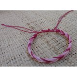 Bracelet  fantaisie natté rose