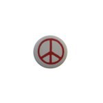 Badge petit ☮rouge fond blanc 