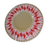 Miroir mosaïque rond rouge