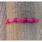 Bracelet  fin en cuir et fil rose