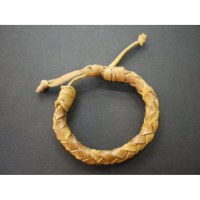 Bracelet cuir tressé chamois