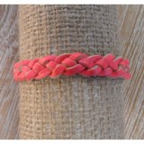 Bracelet cuir tresse fluo rose
