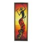 Tableau africain La joueuse de guitare PM