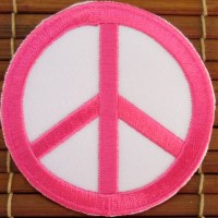 Ecusson peace & love rose et blanc